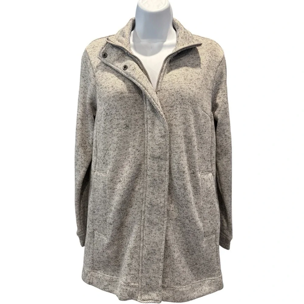 Lands' End Gray Herringbone Fleece‎ Jacket – Women's Small